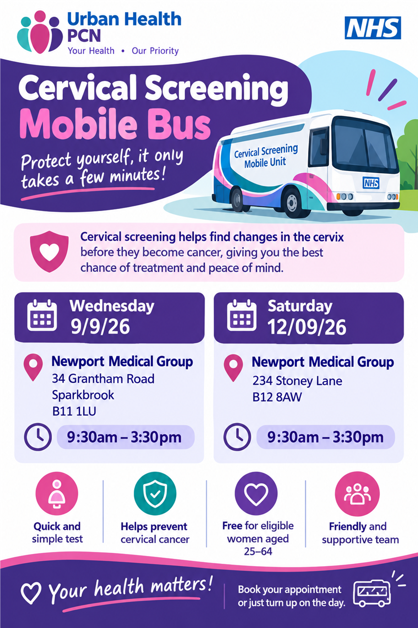 Cervical Screening Mobile Bus poster